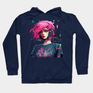 Cyberpunk Anime Girl  Futuristic Techwear Aesthetic Kawaii Manga Japanese Streetwear Harajuku Clothing Hoodie